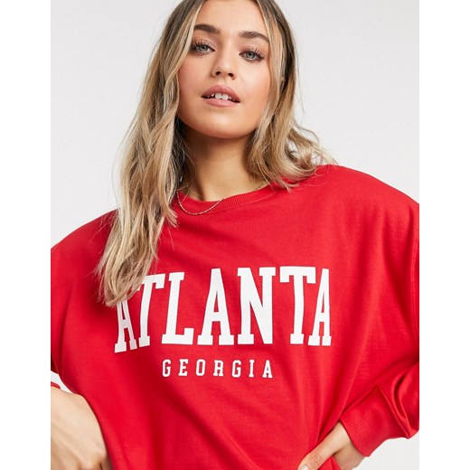 New Look – Czerwona bluza z napisem „Atlanta”-Czerwony New Look L Asos Poland