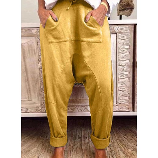 Sandbella spodnie damskie żółte casual wiosenne 