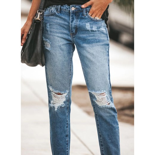 Sandbella jeansy damskie niebieskie casualowe 