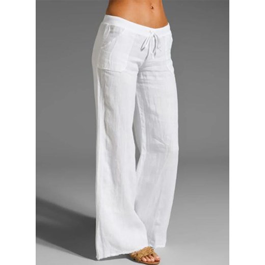 Białe spodnie damskie Sandbella dresowe 