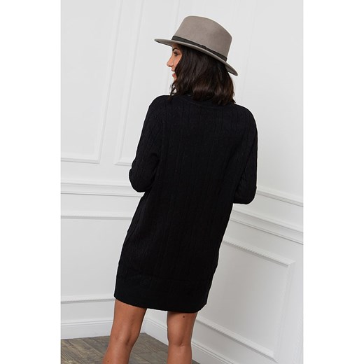 Sukienka czarna Soft Cashmere mini jesienna z golfem 