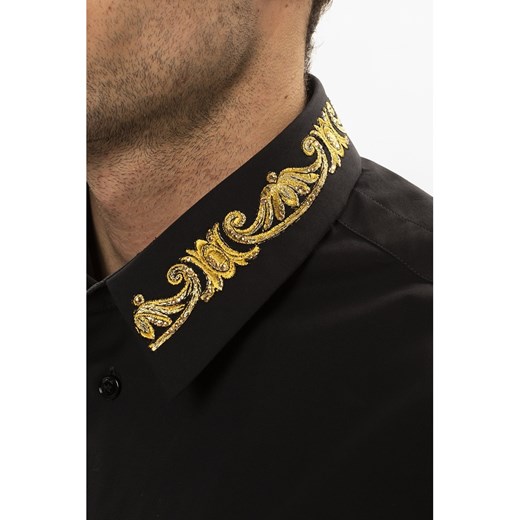 Koszula męska Versace z kołnierzykiem button down czarna z długimi rękawami 