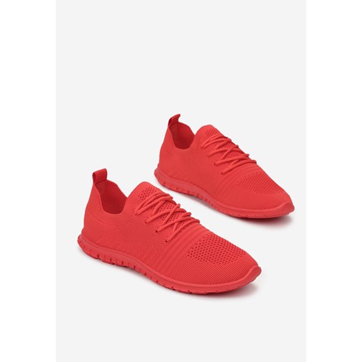 Buty sportowe damskie czerwone Born2be sneakersy sznurowane 