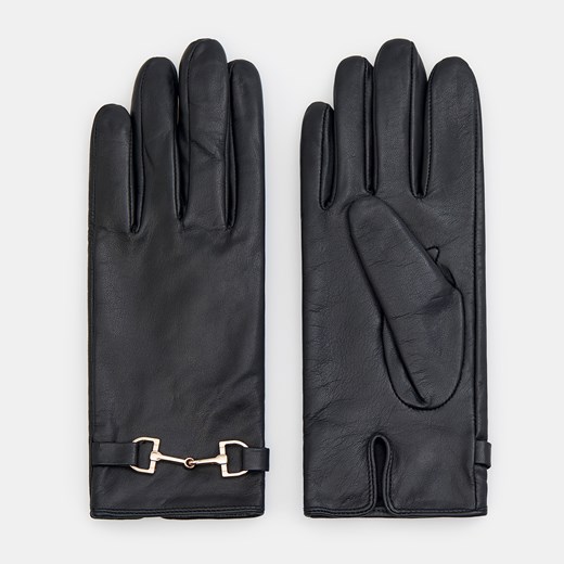 Mohito - Skórzane rękawiczki z detalem - Czarny Mohito L okazyjna cena Mohito