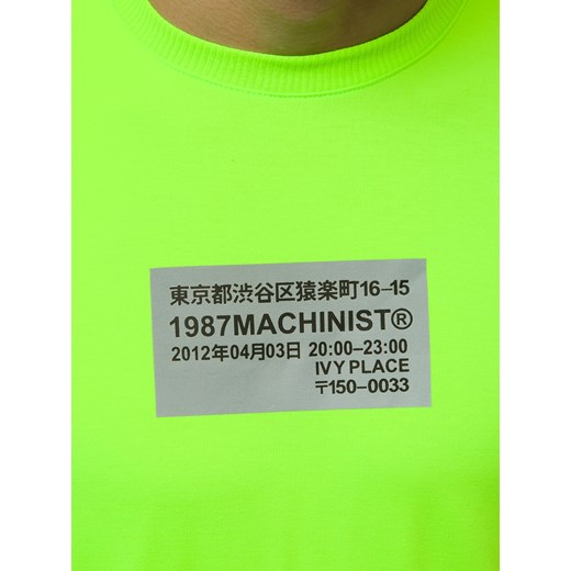 Bluza męska zielona z napisami z elastanu 