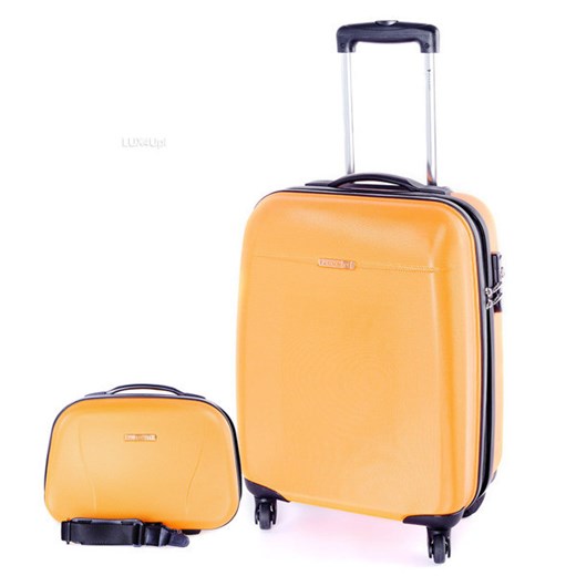 Zestaw walizka z poliwęglanu duża + kuferek Puccini PC 005 - Zestaw walizka duża + kuferek Puccini PC 005 lux4u-pl zolty baza pod makijaż