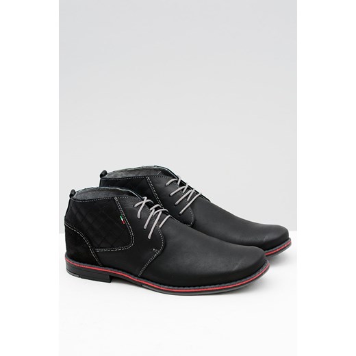Buty zimowe męskie Gino Tuzzi eleganckie czarne na wiosnę sznurowane 