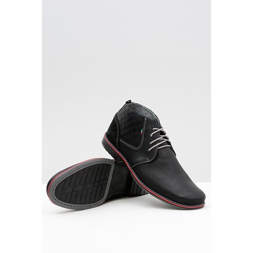 Buty zimowe męskie Gino Tuzzi eleganckie czarne na wiosnę sznurowane 