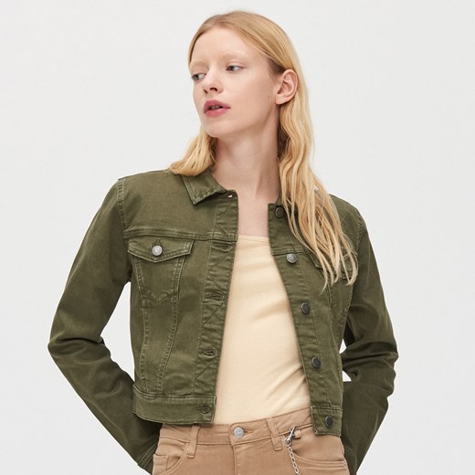 Cropp - Krótka jeansowa kurtka - Khaki Cropp M okazja Cropp