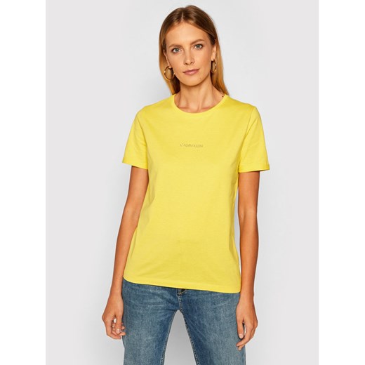 Calvin Klein T-Shirt 3D Metallic Logo K20K202156 Żółty Regular Fit Calvin Klein S wyprzedaż MODIVO
