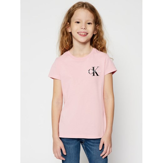 Calvin Klein Jeans T-Shirt Chest Monogram IG0IG00573 Różowy Regular Fit 6Y MODIVO wyprzedaż