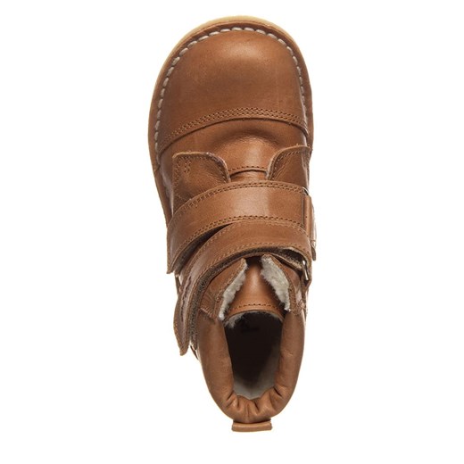 Buty zimowe dziecięce brązowe Pom Pom na rzepy skórzane 