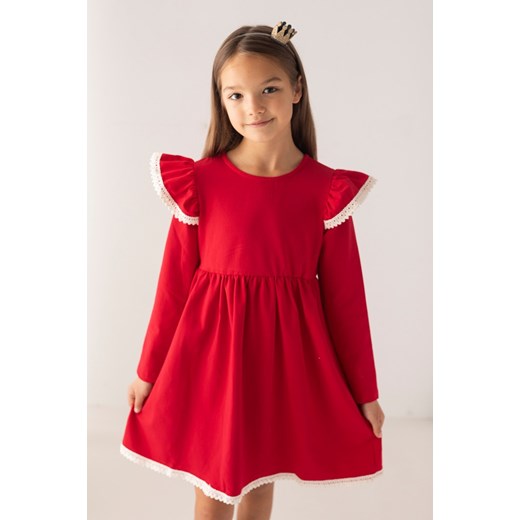 Czerwona sukienka dziewczęca Myprincess / Lily Grey na wiosnę z bawełny 