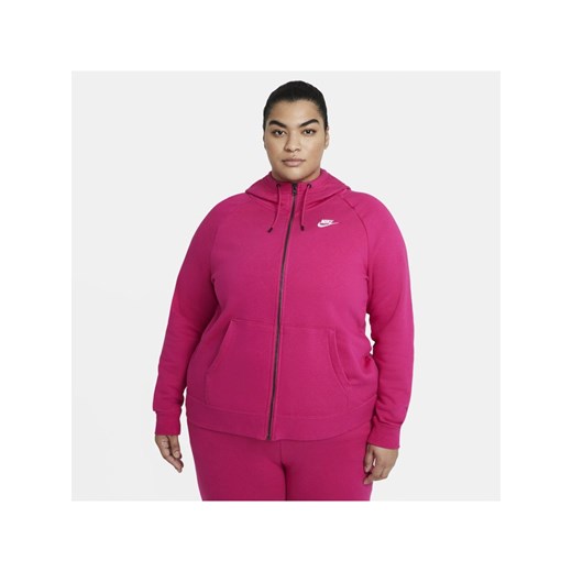 Damska bluza z kapturem i zamkiem na całej długości Nike Sportswear Essential (duże rozmiary) - Różowy Nike 3X Nike poland