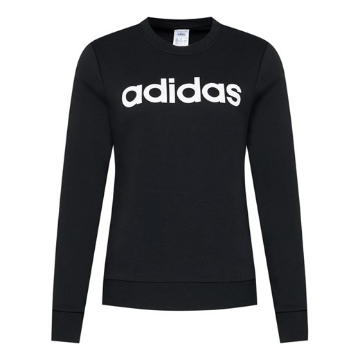 Czarna bluza damska Adidas z napisami krótka w sportowym stylu 