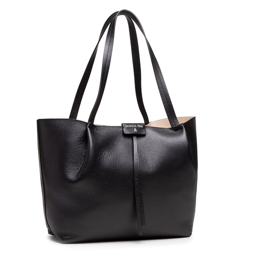 Shopper bag Patrizia Pepe skórzana na ramię czarna elegancka 