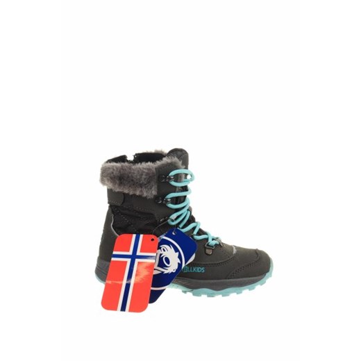 Buty zimowe dziecięce czarne Trollkids sznurowane śniegowce 