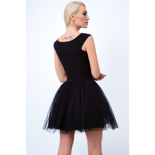 Sukienka z tiulem czarna G5082 S fasardi.com wyprzedaż