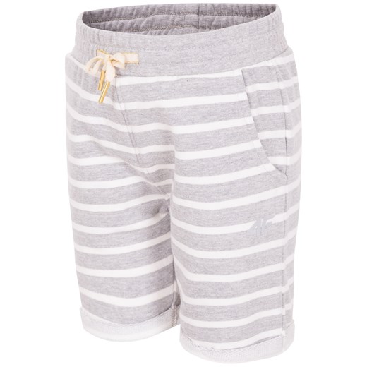 Spodenki dresowe dla małych dziewczynek JSKDD100 - szary melanż  4F okazyjna cena