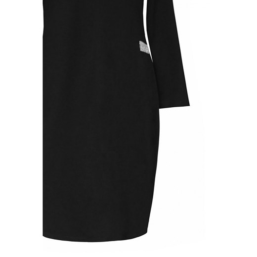 Czarna sukienka dresowa ze srebrnym dekoltem v - madeline l (40-42) L (40-42) Sklep XL-ka