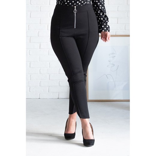 Czarne eleganckie spodnie w kant z wysokim stanem - 7/8 fornelia 44 54 Sklep XL-ka