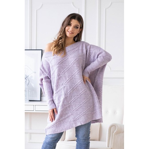 Duży fioletowy sweter oversize - paola Sklep XL-ka