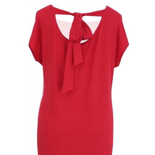 Prosta czerwona sukienka z kokardą izabela s/m (40/42) S/M (40/42) Sklep XL-ka