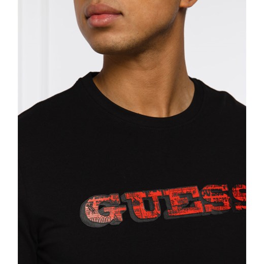 T-shirt męski Guess z napisami czarny z długim rękawem 
