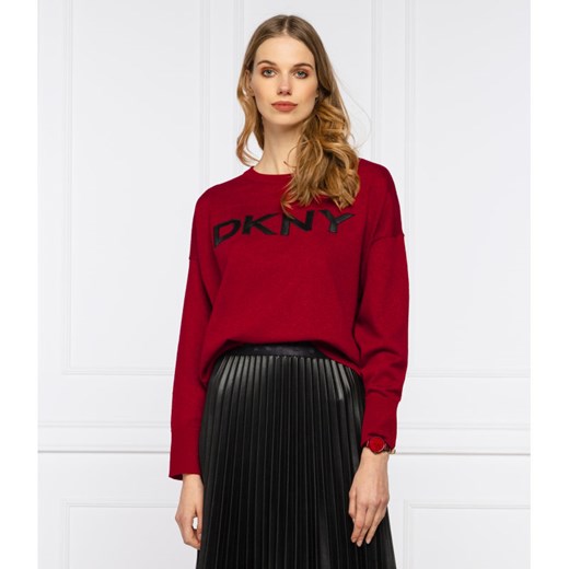 Sweter damski DKNY z okrągłym dekoltem 