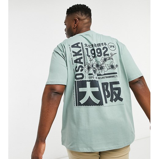 Topman Big & Tall – Osaka – Pastelowozielony T-shirt z nadrukiem Topman XXXL Asos Poland