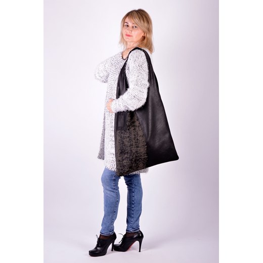 Shopper bag Designs Fashion bez dodatków czarna mieszcząca a8 ze skóry 