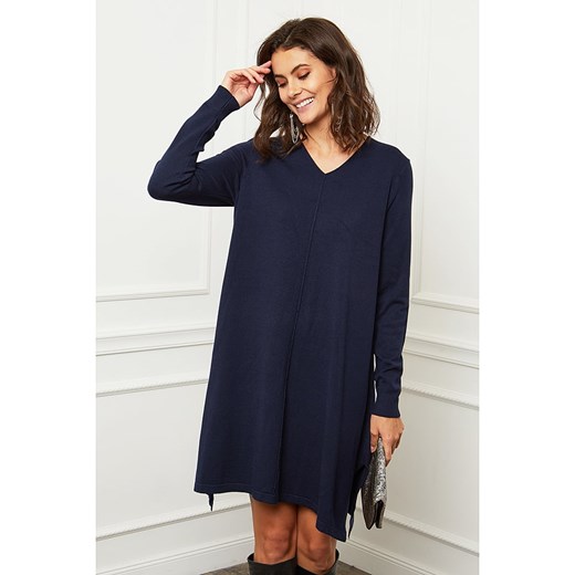 Sukienka Joséfine w serek mini z długim rękawem kaszmirowa 