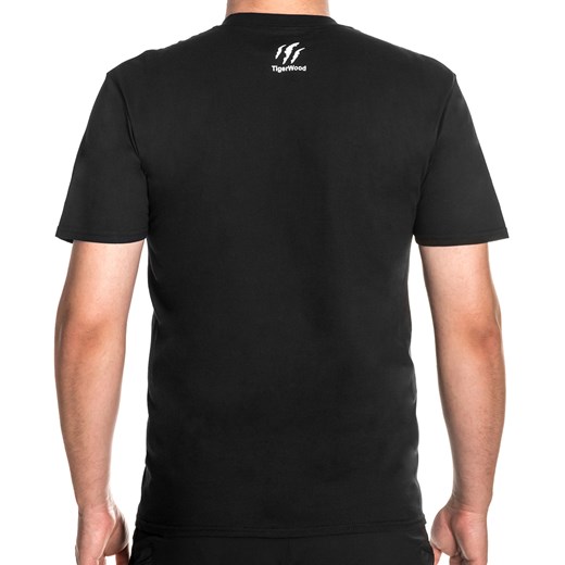 T-shirt męski Tigerwood z krótkim rękawem z bawełny czarny wiosenny 