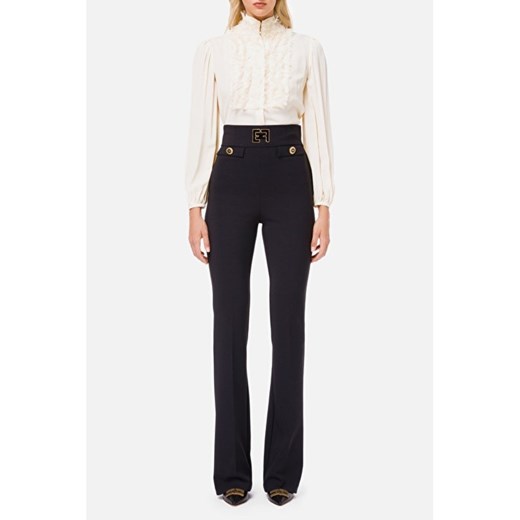 Georgette shirt with embroidered collar Elisabetta Franchi 40 IT showroom.pl promocja