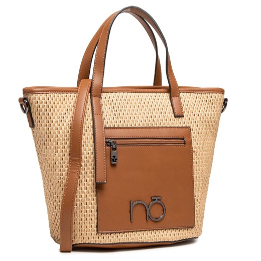 Shopper bag Nobo bez dodatków beżowa na ramię matowa mieszcząca a5 