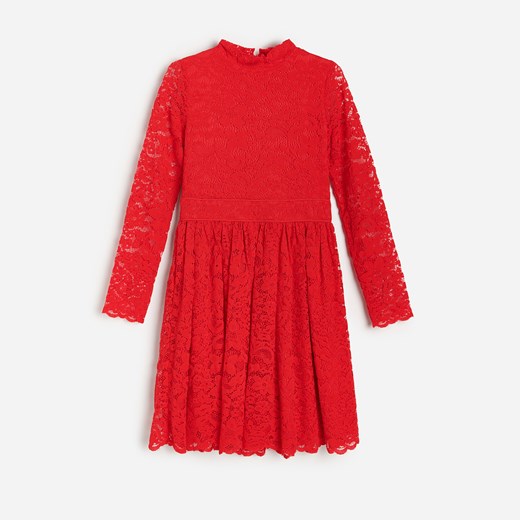 Reserved - Koronkowa sukienka - Czerwony Reserved 152 Reserved wyprzedaż