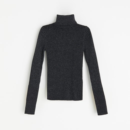 Reserved - Błyszczący sweter z golfem - Czarny Reserved S promocyjna cena Reserved