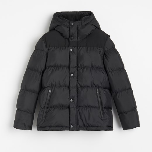 Reserved - Pikowana kurtka z kapturem i odpinanymi rękawami - Czarny Reserved XL okazyjna cena Reserved