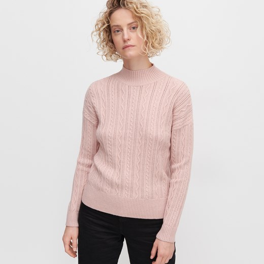 Reserved - Sweter z dekoracyjnym splotem - Różowy Reserved S wyprzedaż Reserved