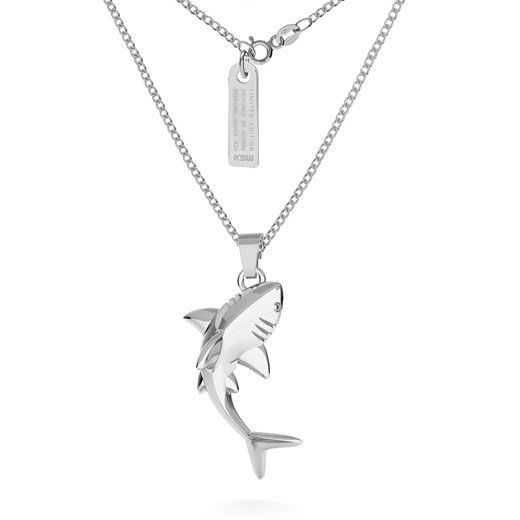 Srebrny naszyjnik rekin, łańcuszek pancerka, srebro 925 : Długość (cm) - 60, Kolor pokrycia srebra - Platyną Giorre GIORRE