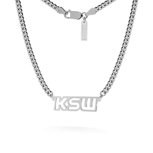 Naszyjnik z napisem KSW, łańcuch dmuchana pancerka, srebro 925 : Długość (cm) - 60, Kolor pokrycia srebra - Platyną Giorre GIORRE