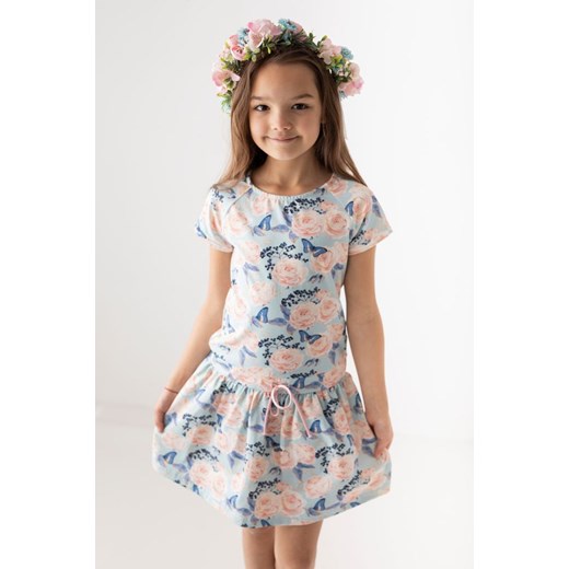 Błękitna sukienka dla dziewczynki w różowe kwiaty 98 Wiosna/Lato Myprincess / Lily Grey myprincess.pl