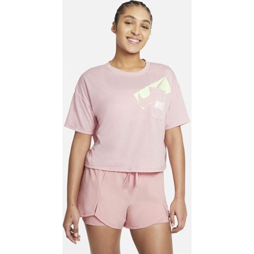 Damska krótka koszulka treningowa z nadrukiem Nike Dri-FIT - Różowy Nike XL Nike poland