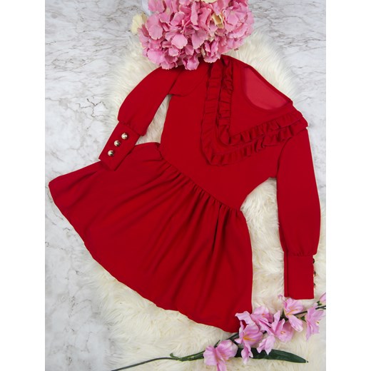 Czerwona sukienka dla dziewczynki Rosalia 98-104 cm Vanilove