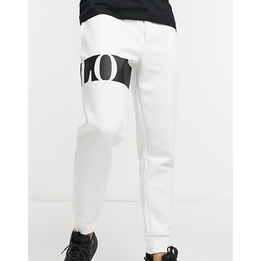Polo Ralph Lauren – Double Knit Tech – Białe joggersy z mankietami i logo na nogawkach-Biały Polo Ralph Lauren XL Asos Poland