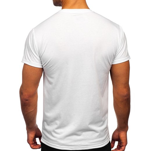 Biały T-shirt męski z nadrukiem Denley KS2369 L okazja Denley