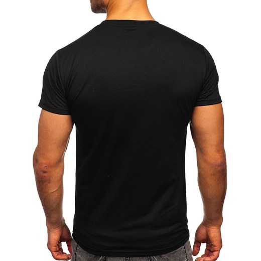 Czarny T-shirt męski z nadrukiem Denley KS2369 2XL okazja Denley