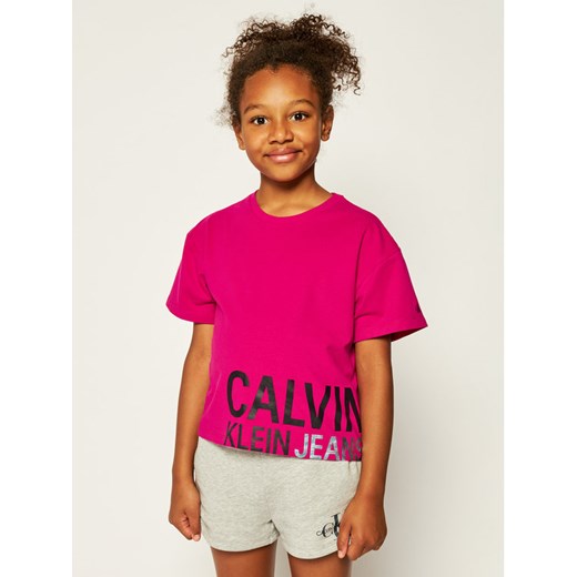 Calvin Klein Jeans T-Shirt Stamp Logo Boxy IG0IG00381 Różowy Regular Fit 14 wyprzedaż MODIVO