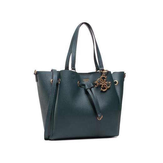 Shopper bag Guess mieszcząca a8 matowa elegancka zielona bez dodatków 