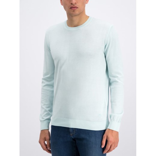 Trussardi Jeans Sweter Round Neck Long Sleeves Pure Cotton 52M00188 Zielony Regular Fit Trussardi Jeans L wyprzedaż MODIVO